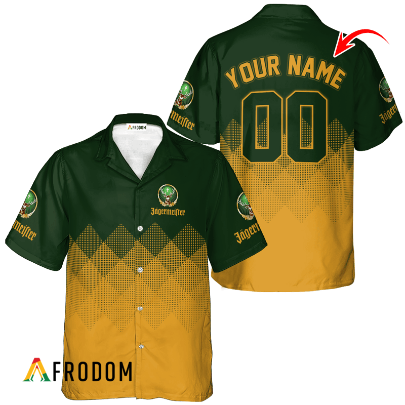 Personalized Jagermeister Yellow And Green Halftone Hawaiian Shirt