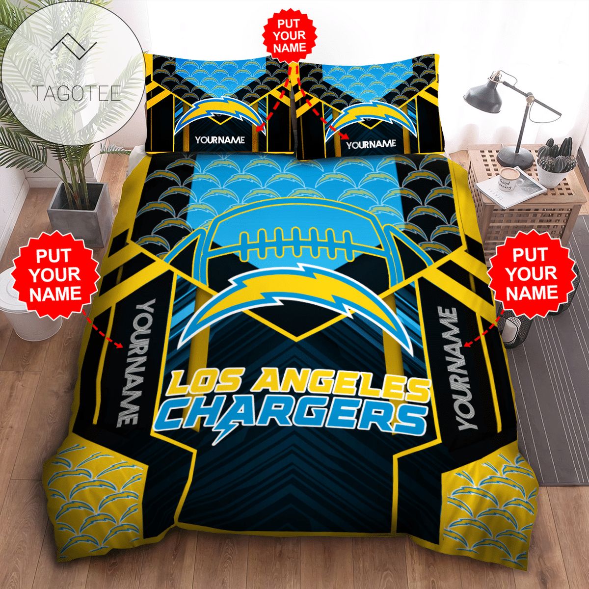 Personalized Los Angeles Chargers Bedding Sets Duvet Cover Luxury Brand Bedroom Sets LAC3 2022
