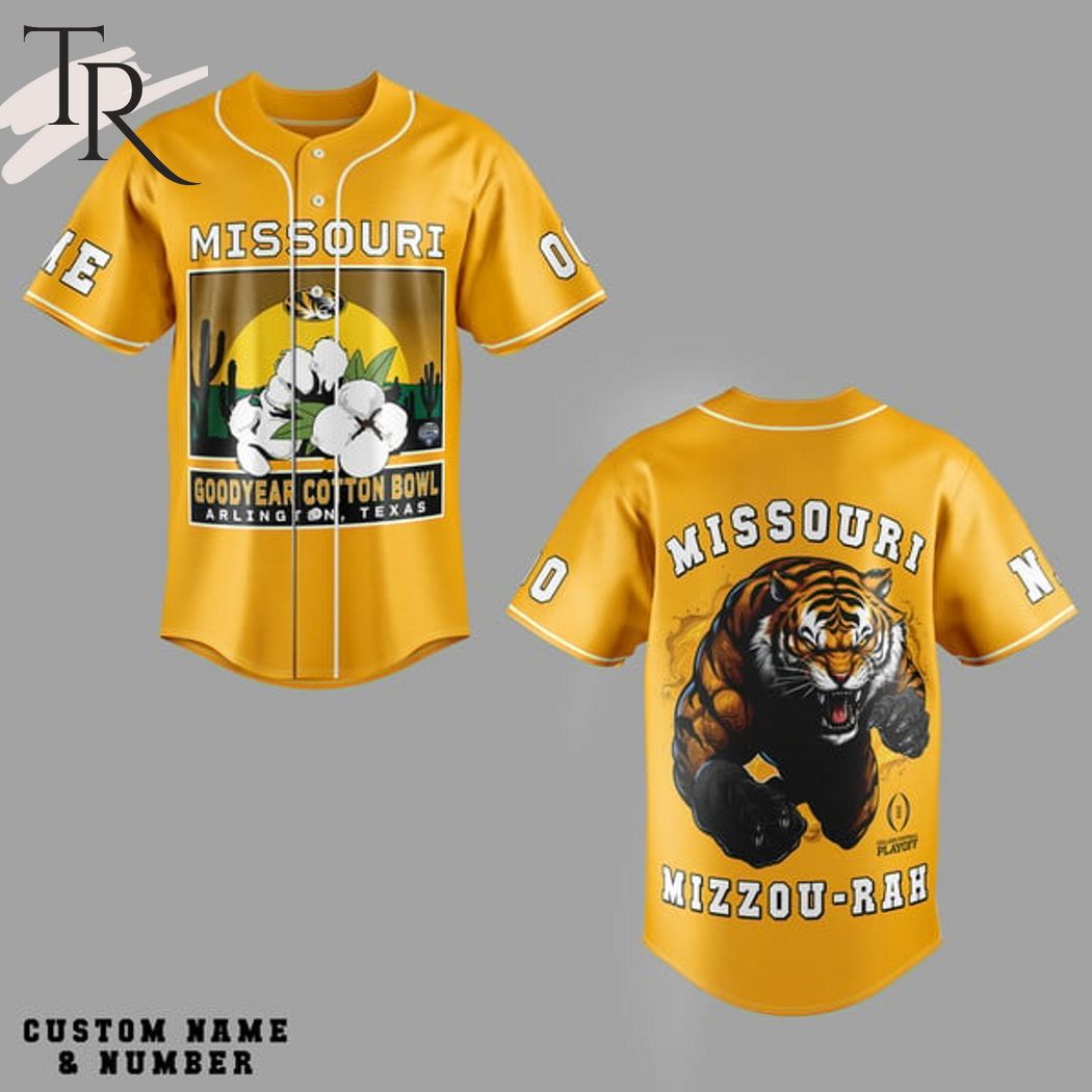 Personalized Missouri Tigers Goodyear Cotton Bowl Arlington, Texas Baseball Jersey - Yellow