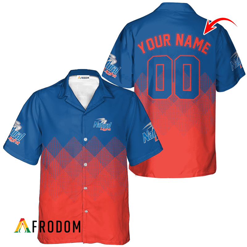 Personalized Natural Light Red And Blue Halftone Hawaiian Shirt