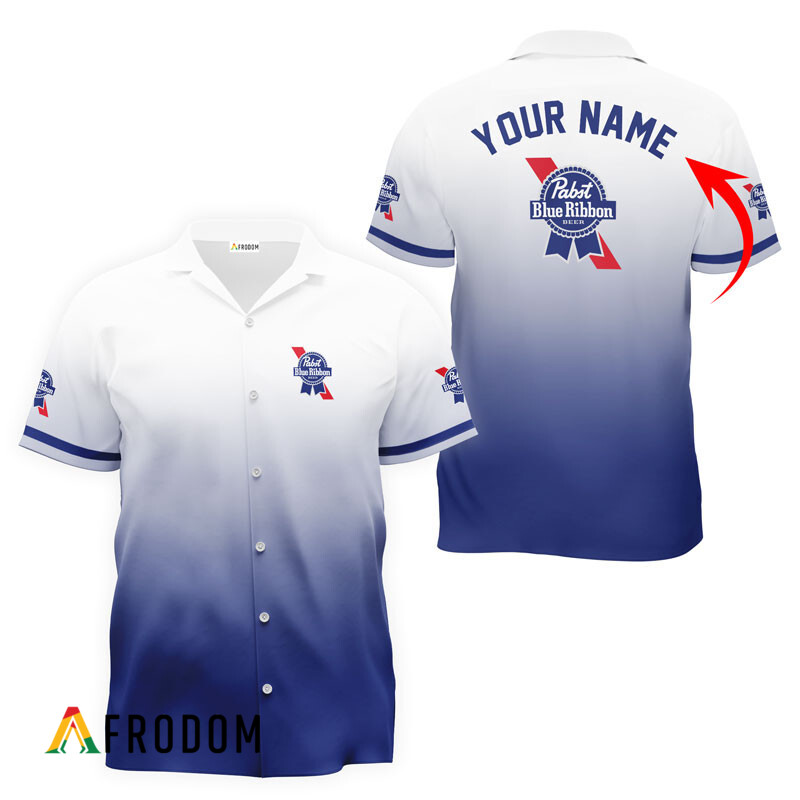 Personalized Pabst Blue Ribbon Gradient Hawaiian Shirt