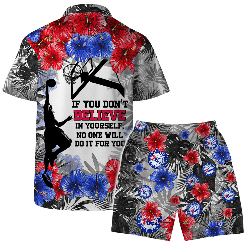 Philadelphia 76ers National Basketball Association Hawaiian Set Floral V1 NBA Pattern