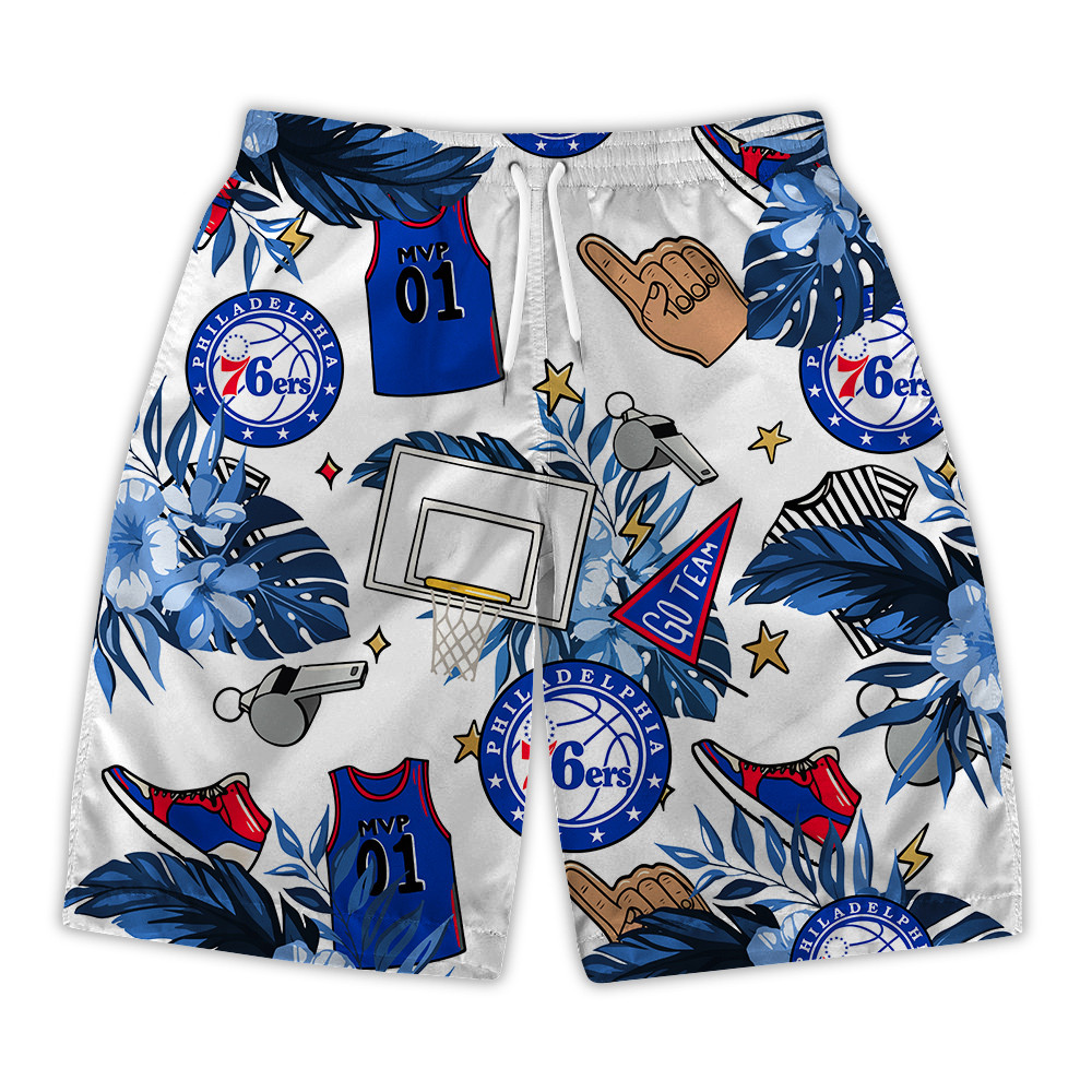 Philadelphia 76ers National Basketball Association Hawaiian Set Floral V2 NBA Pattern