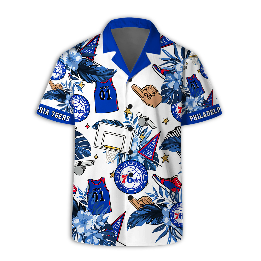 Philadelphia 76ers National Basketball Association Hawaiian Set Floral V2 NBA Pattern