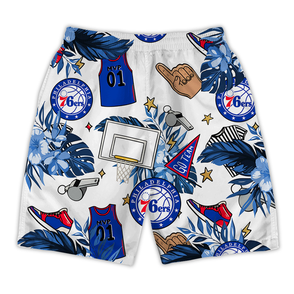 Philadelphia 76ers National Basketball Association Hawaiian Set Floral V2 NBA Pattern
