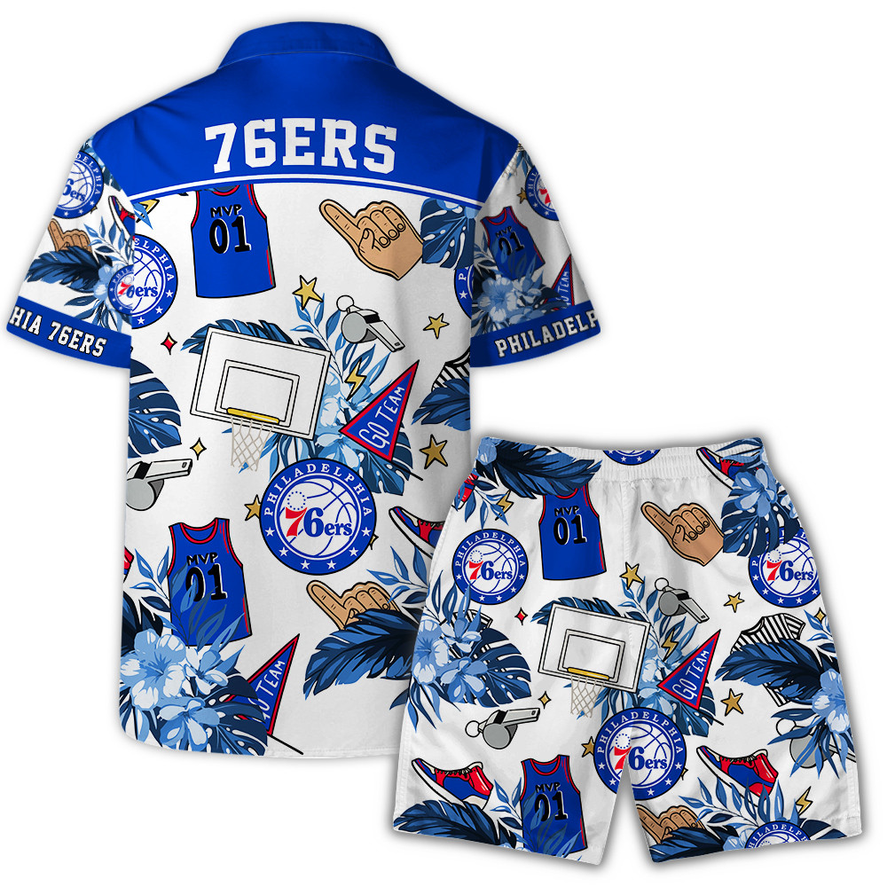 Philadelphia 76ers National Basketball Association Hawaiian Set Floral V2 NBA Pattern