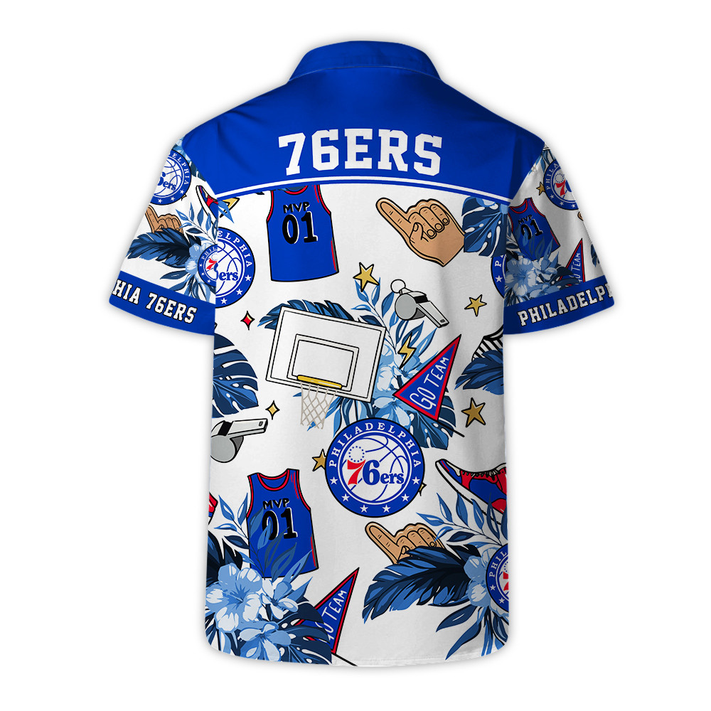 Philadelphia 76ers National Basketball Association Hawaiian Set Floral V2 NBA Pattern