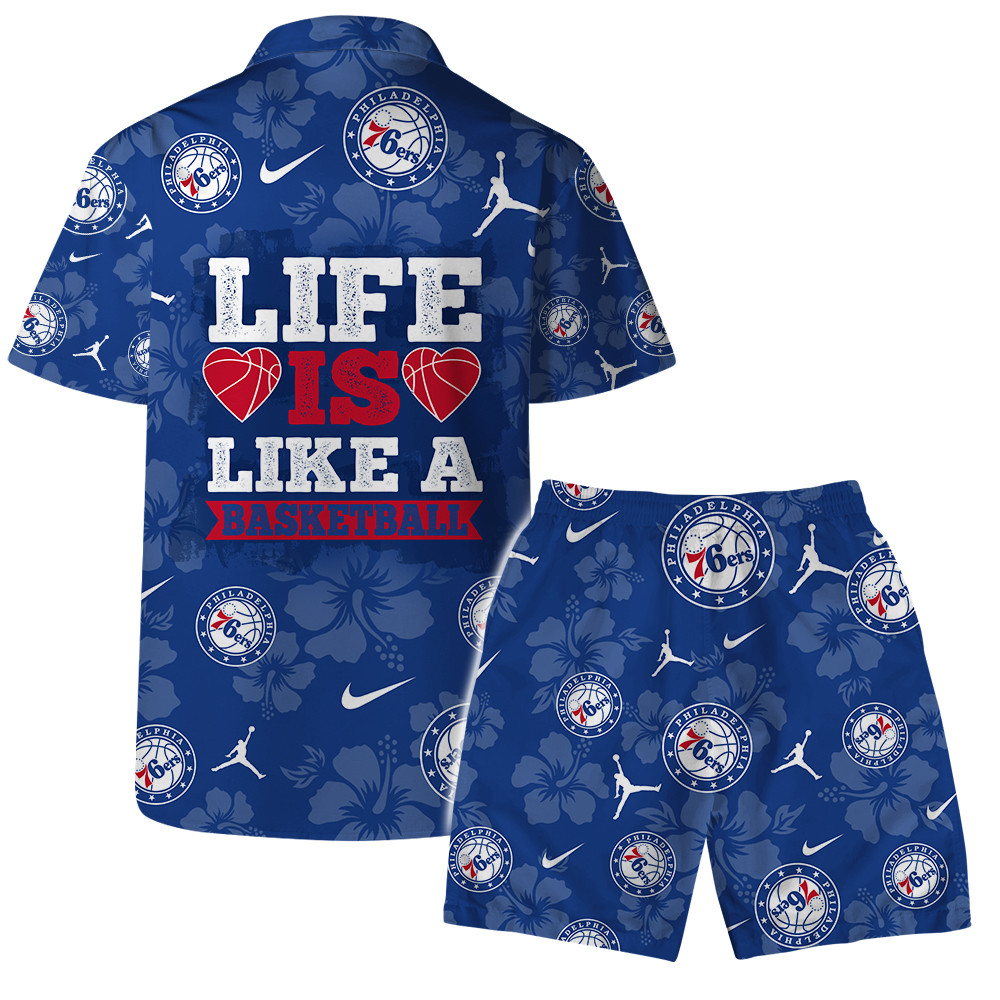 Philadelphia 76ers National Basketball Association Hawaiian Set Floral V4 NBA Pattern