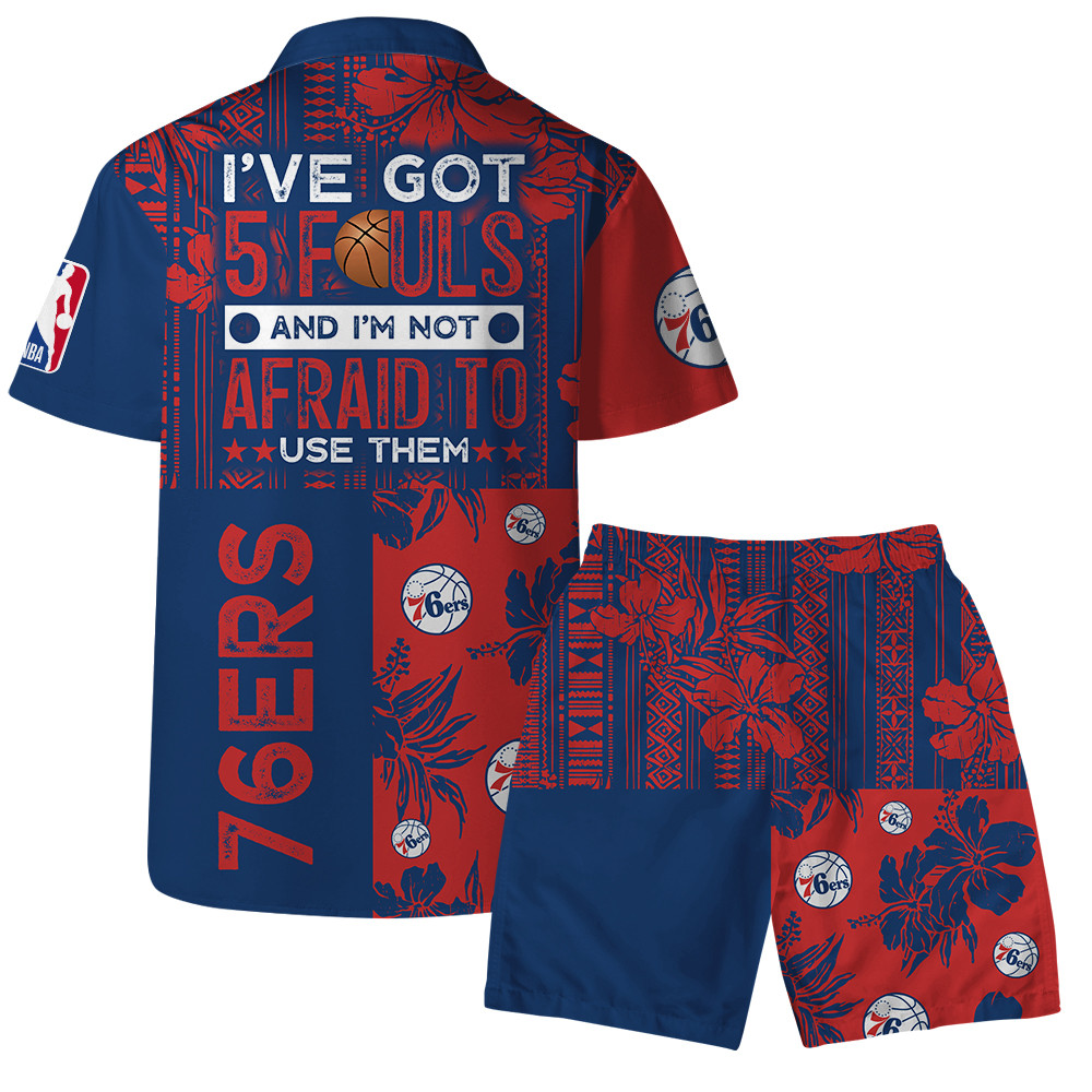 Philadelphia 76ers National Basketball Association Hawaiian Set Floral V5 NBA Pattern