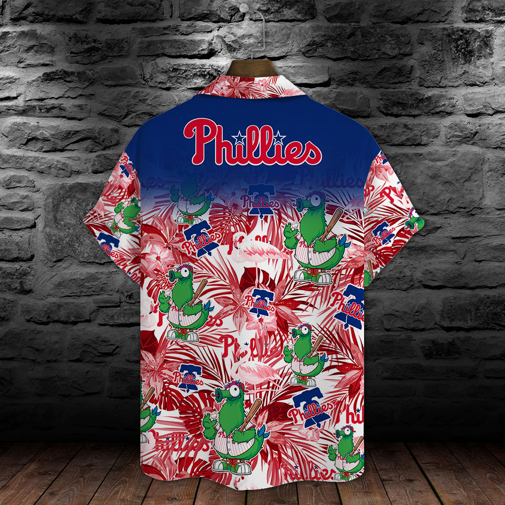 Philadelphia Phillies Major League Baseball Mascot And Hibiscus Pattern 3D Print Hawaiian Shirt MAY1