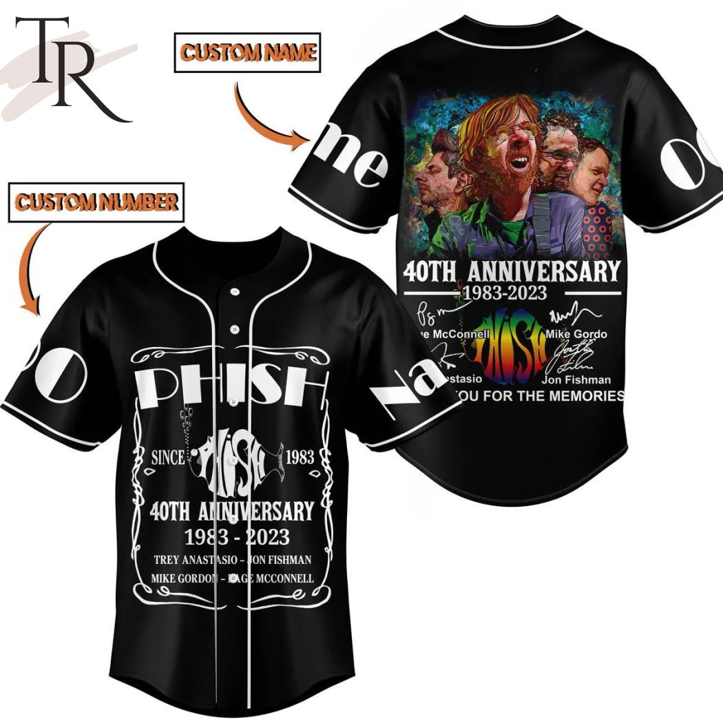 Phish Rock Band 40th Anniversary 1983 - 2023 Thank You For The Memories Baseball Jersey