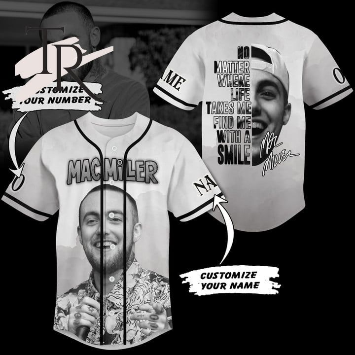 PREMIUM Mac Miller No Matter Where Life Takes Me, You'll Find Me With A Smile Custom Baseball Jersey