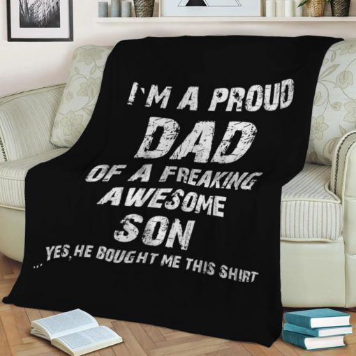 Proud Dad Father's Day Fleece Throw Blanket Best Seller Fleece Blanket Gift For Fan, Premium Comfy Sofa Throw Blanket Gift H99