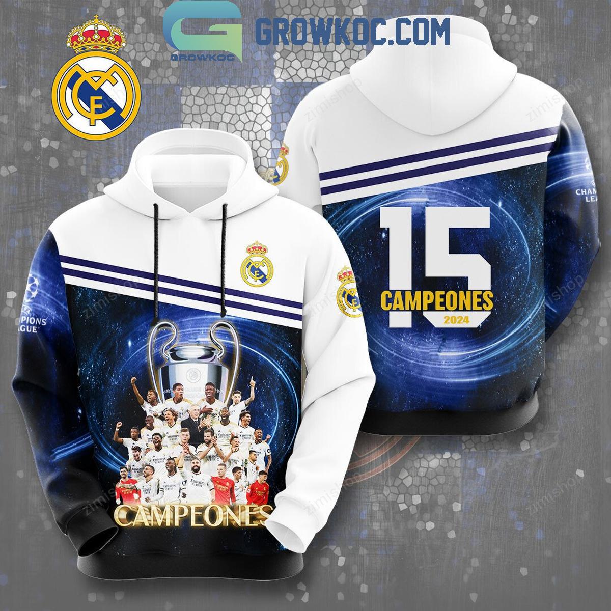 Real Madrid Champions League Final London 2024 15 Times Winner Hoodie Shirts