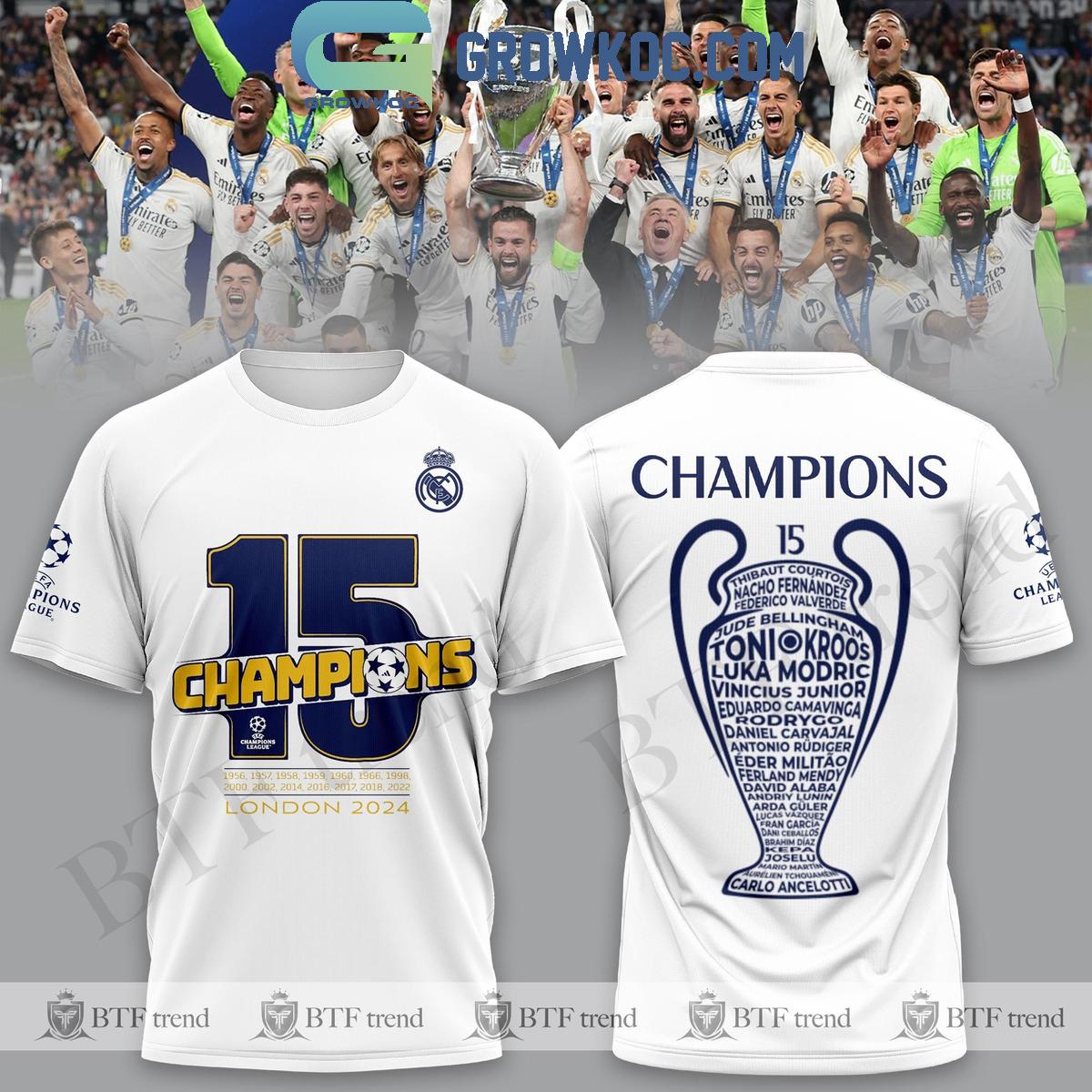Real Madrid London 2024 Champions League 15th Player Name Hoodie Shirts