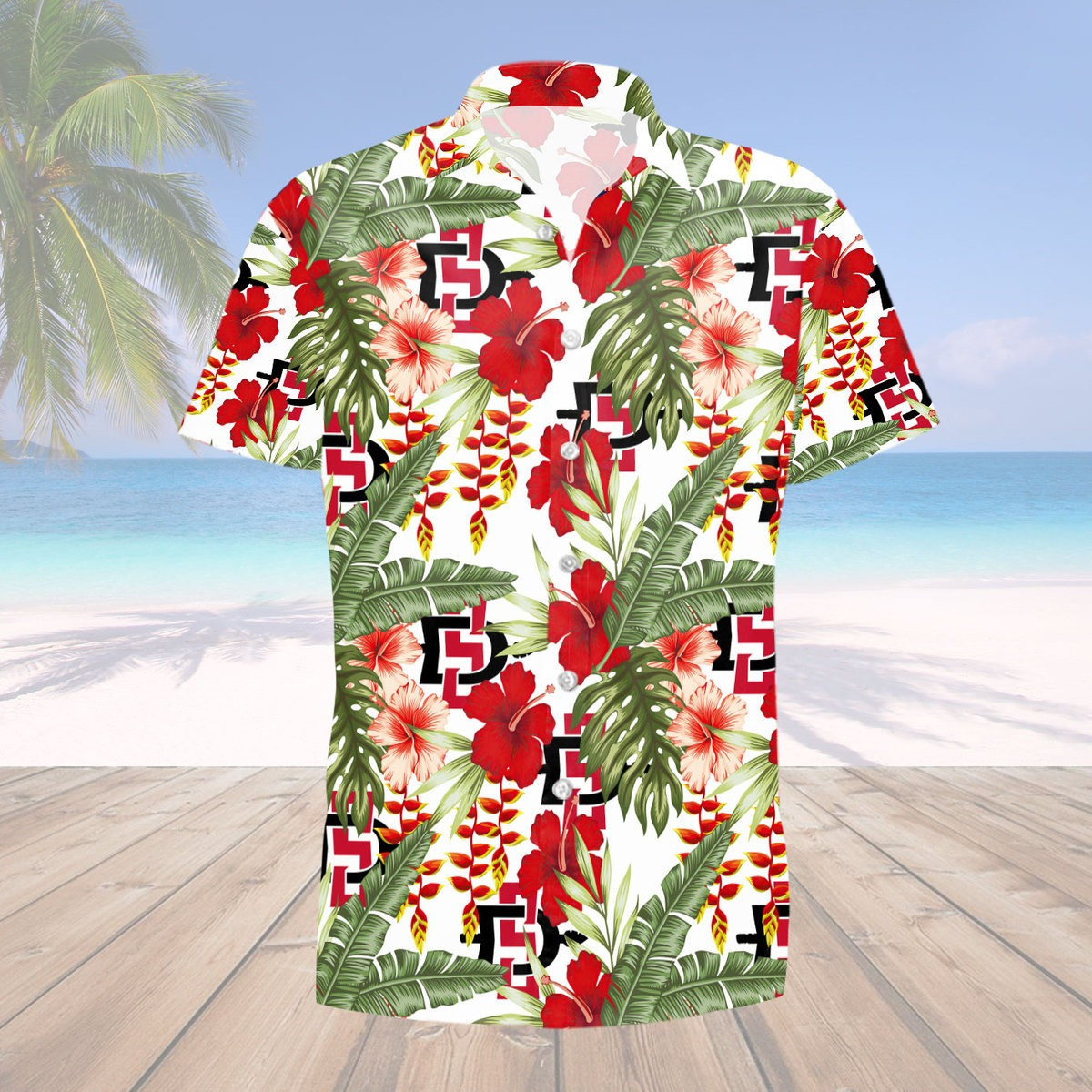 San Diego State Aztecs Men's Basketball Tropical Pattern Gift For Fans 3D Hawaiian Shirt