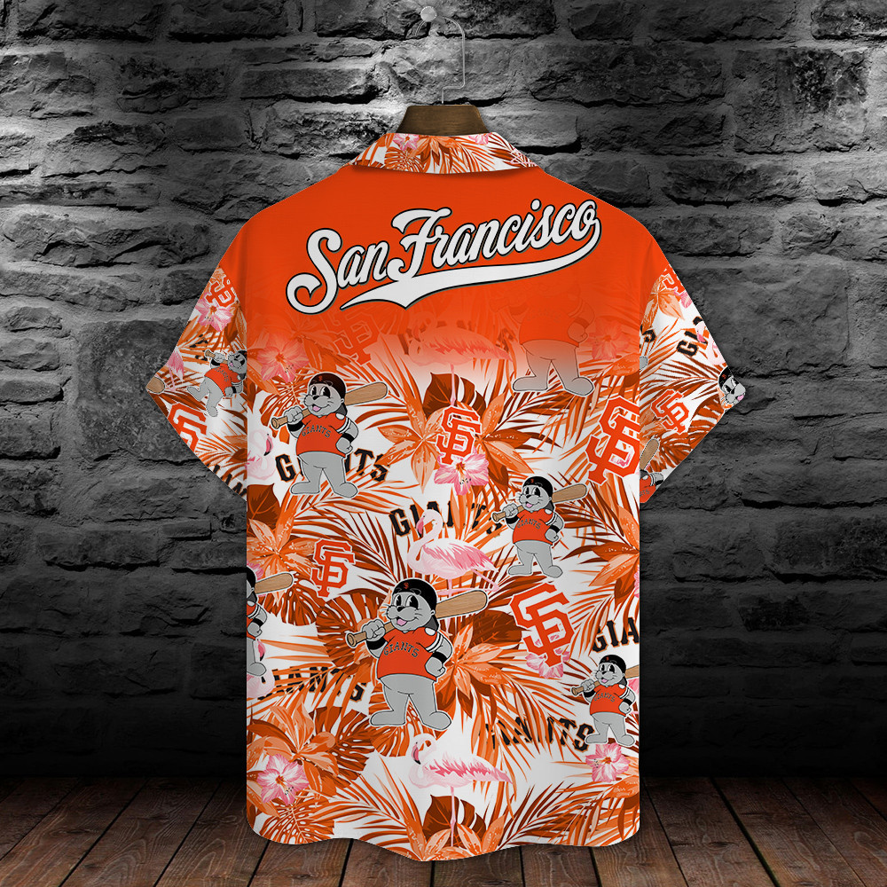 San Francisco Giants Major League Baseball Mascot And Hibiscus Pattern 3D Print Hawaiian Shirt MAY1