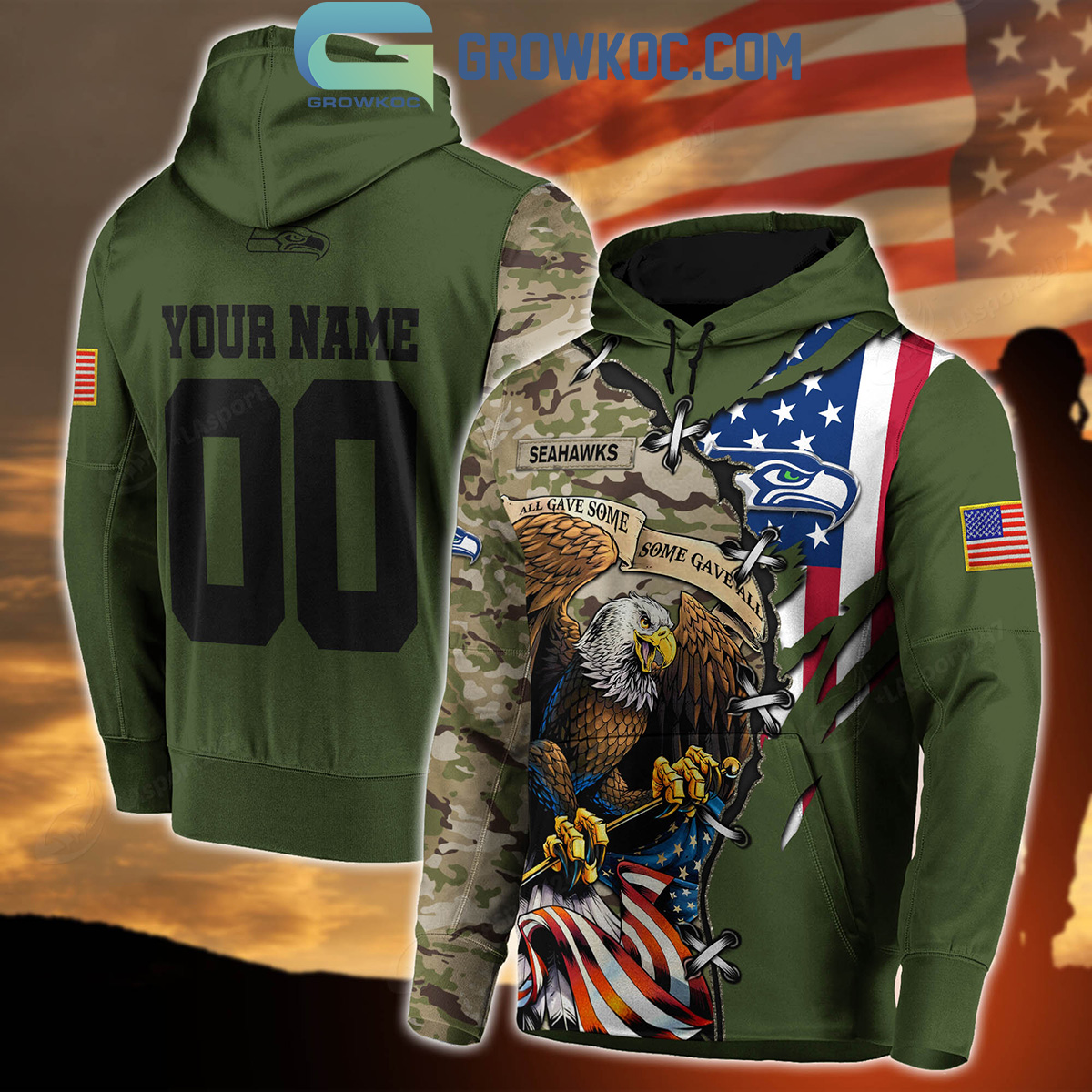 Seattle Seahawks Veteran Proud Of America Personalized Hoodie Shirts