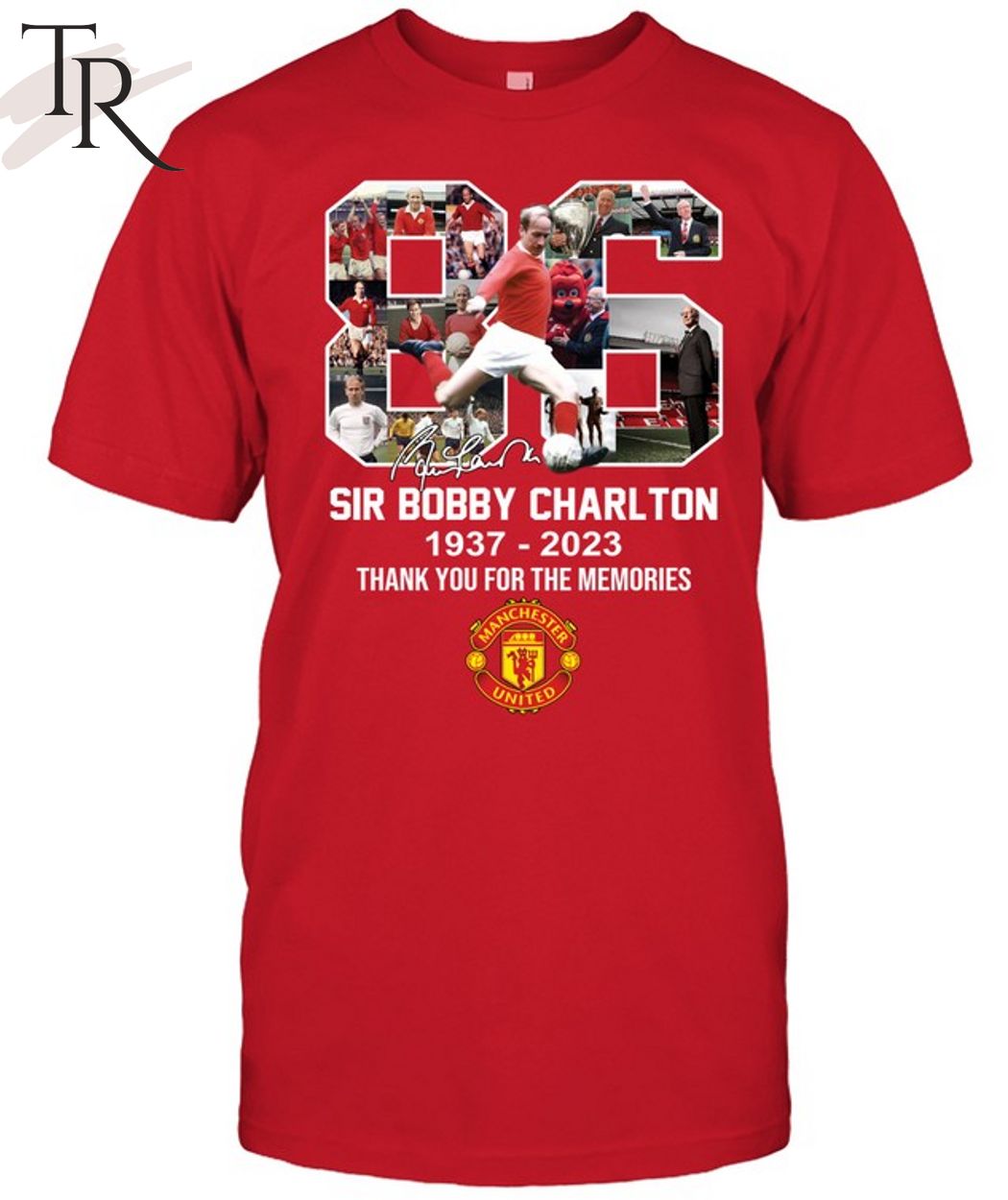 Sir Bobby Charlton 1937 - 2023 Thank You For The Memories T-Shirt