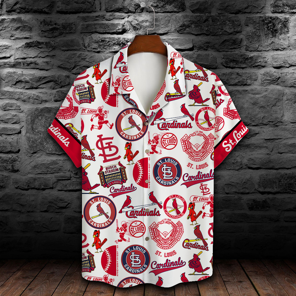 St. Louis Cardinals Major League Baseball Logo Pattern 2024 AOP Hawaiian Shirt Baseball Pattern