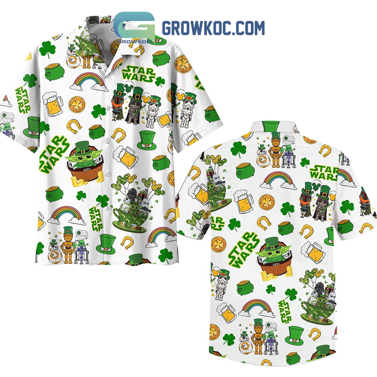 Star Wars Baby Yoda Shamrocks Happy St. Patrick's Day Hawaiian Shirt