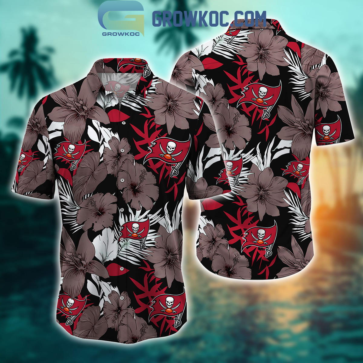 Tampa Bay Buccaneers Tropical Aloha Hibiscus Flower Hawaiian Shirt