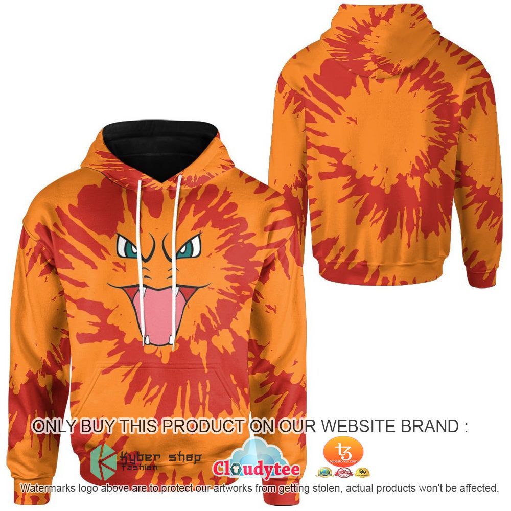 Tie Dye Charizard Pokemon Face 3D Hoodie, Zip Hoodie