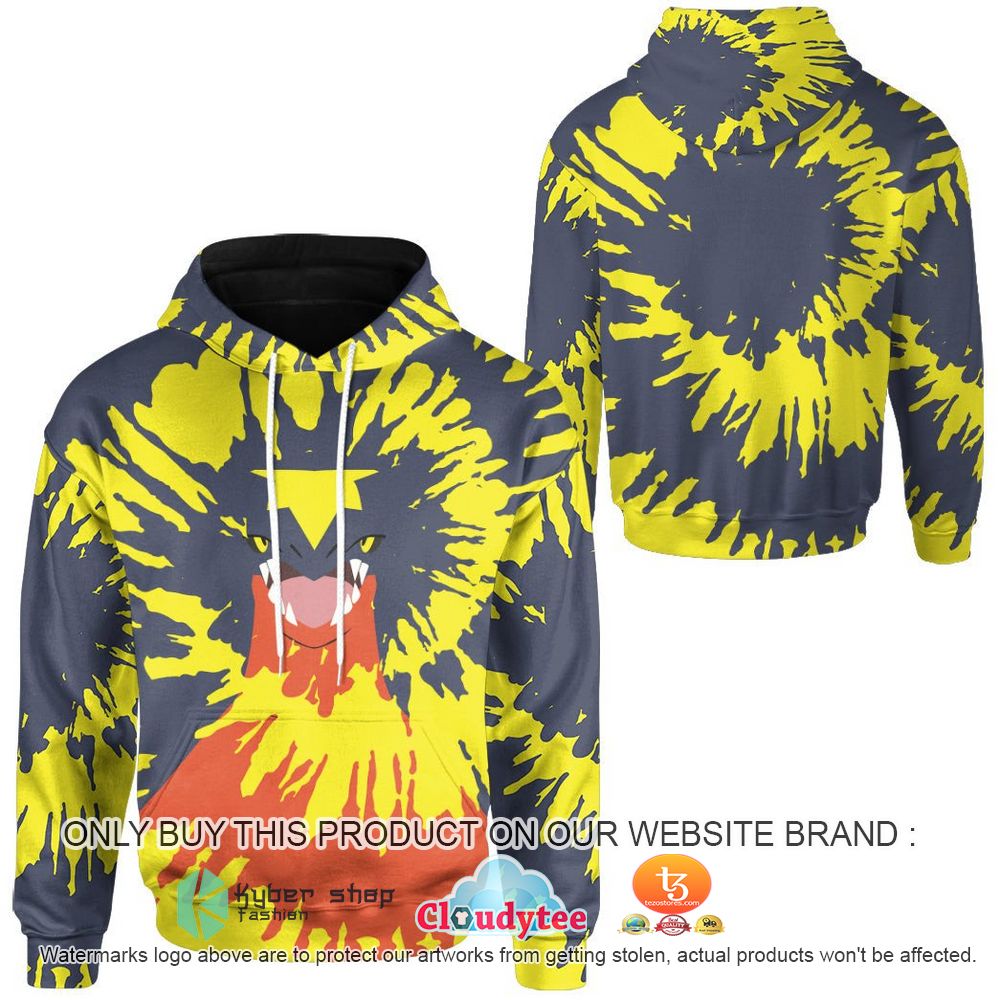 Tie Dye Garchomp Pokemon Face 3D Hoodie, Zip Hoodie
