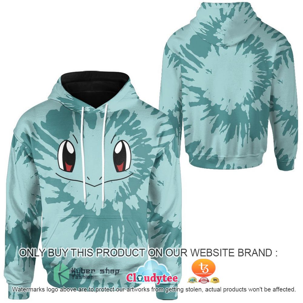 Tie Dye Squirtle Pokemon Face 3D Hoodie, Zip Hoodie