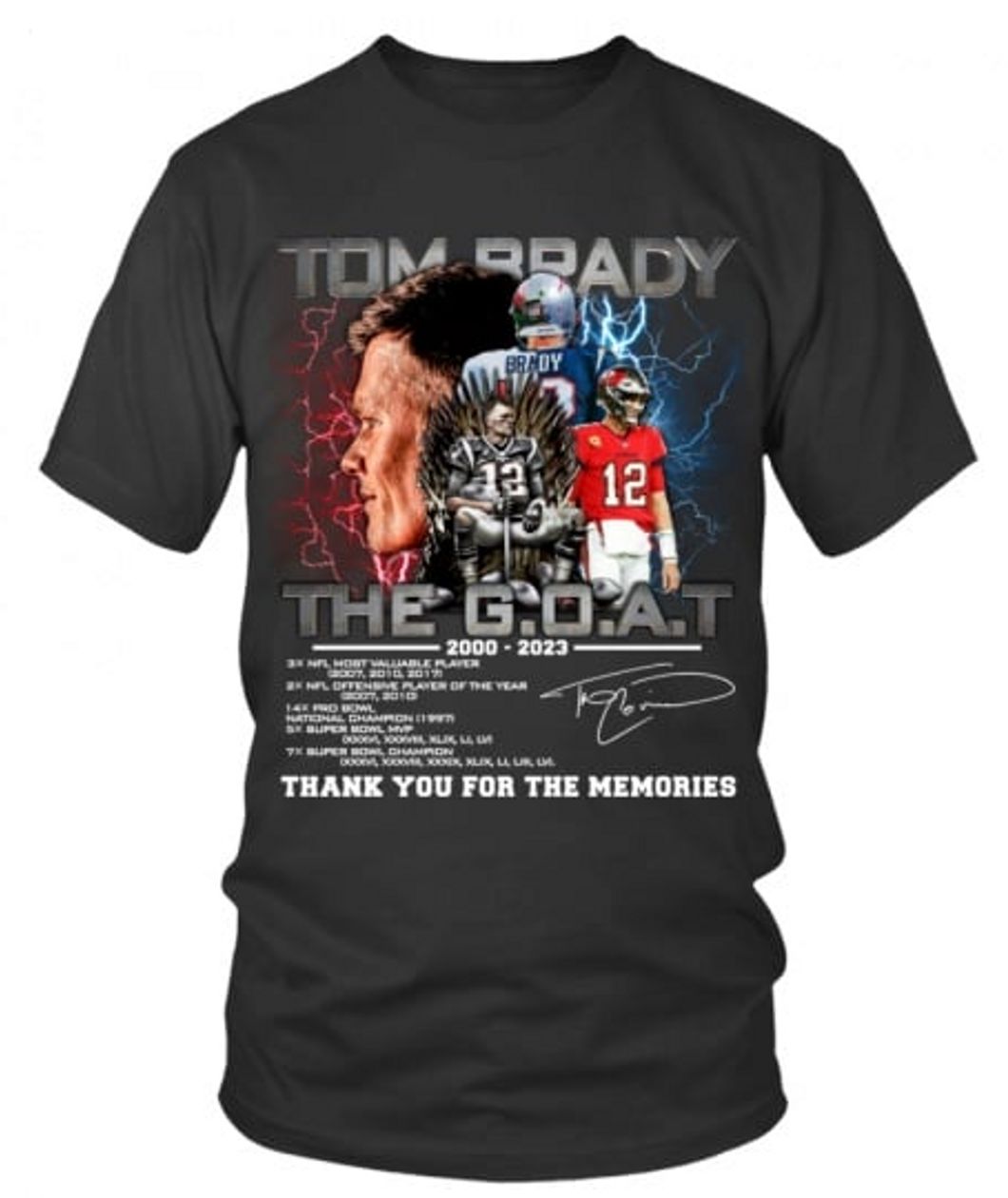Tom Brady The GOAT 2000 - 2023 Thank You For The Memories T-Shirt