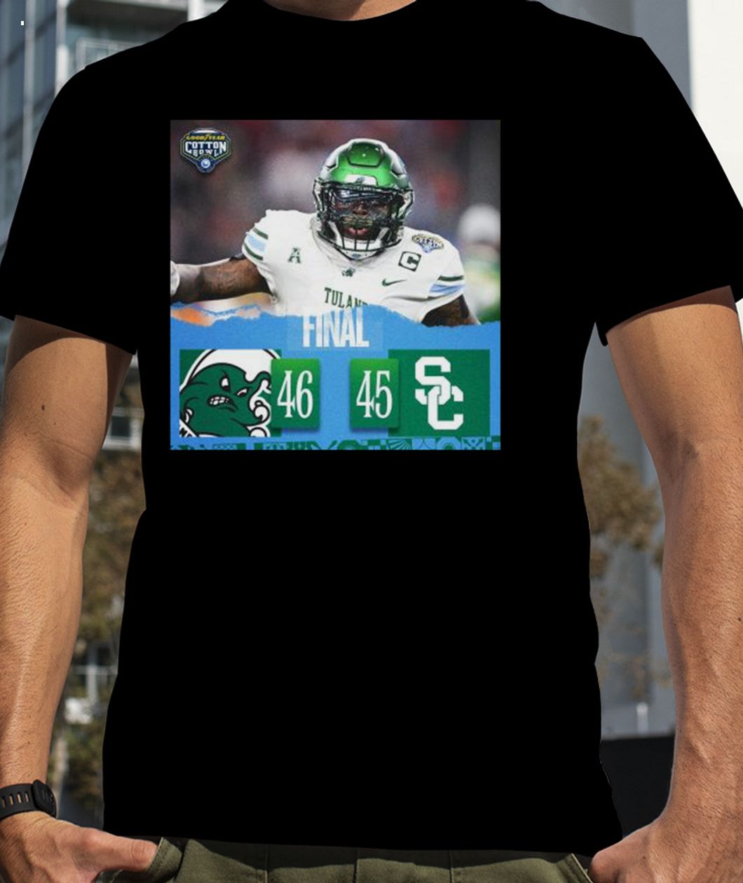Tulane Green Wave 46 45 Usc Trojans 2023 Cotton Bowl Final Score T-Shirt