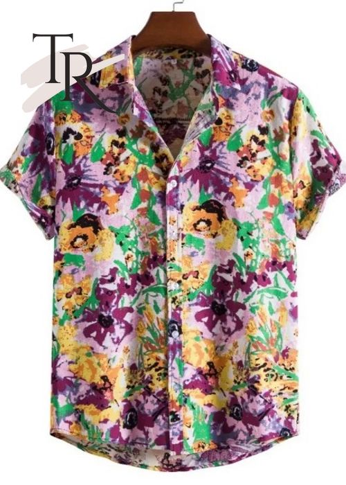 Unisex Purple Floral Hawaiian Shirt