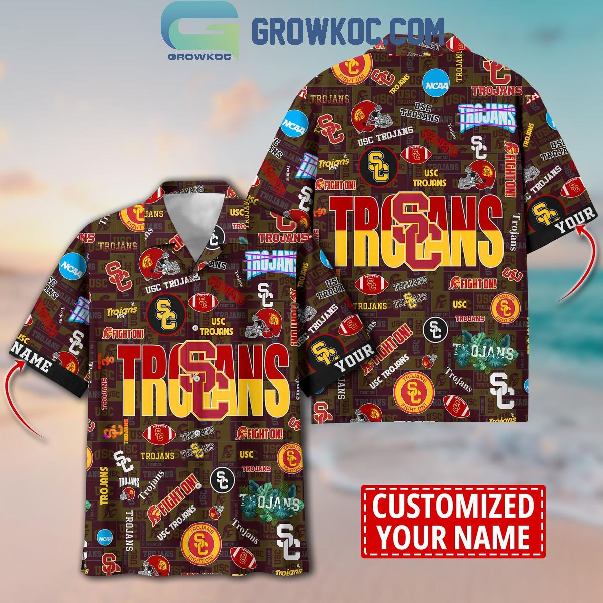 USC Trojans Solgan Fight On True Fan Spirit Personalized Hawaiian Shirts