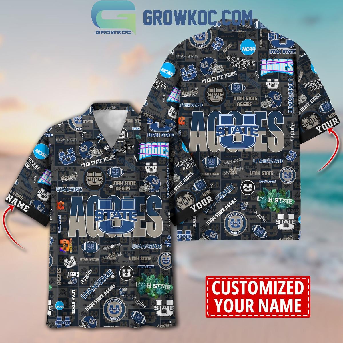 Utah State Aggies Solgan True Fan Spirit Personalized Hawaiian Shirts