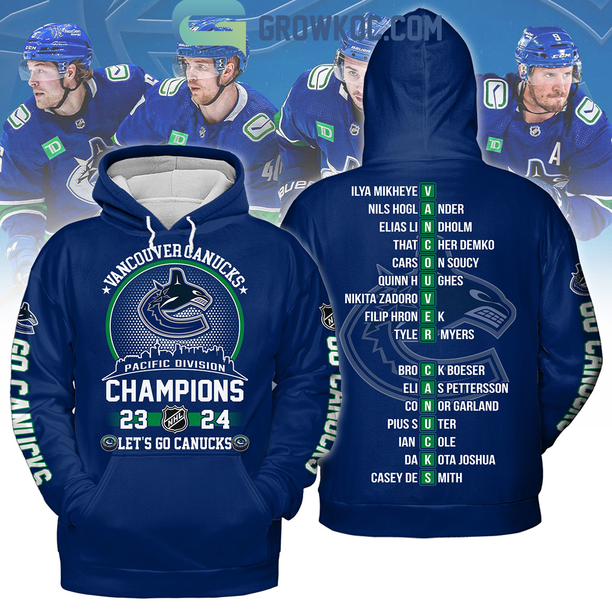 Vancouver Canucks Pacific Division Champions 2024 Let's Go Canucks Hoodie T Shirt