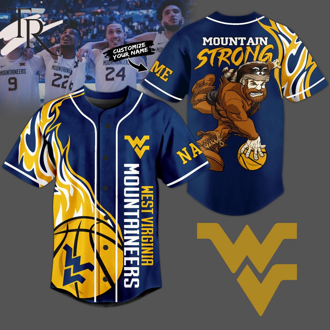 West Virginia Mountaineers Mountain Strong Custom Baseball Jersey