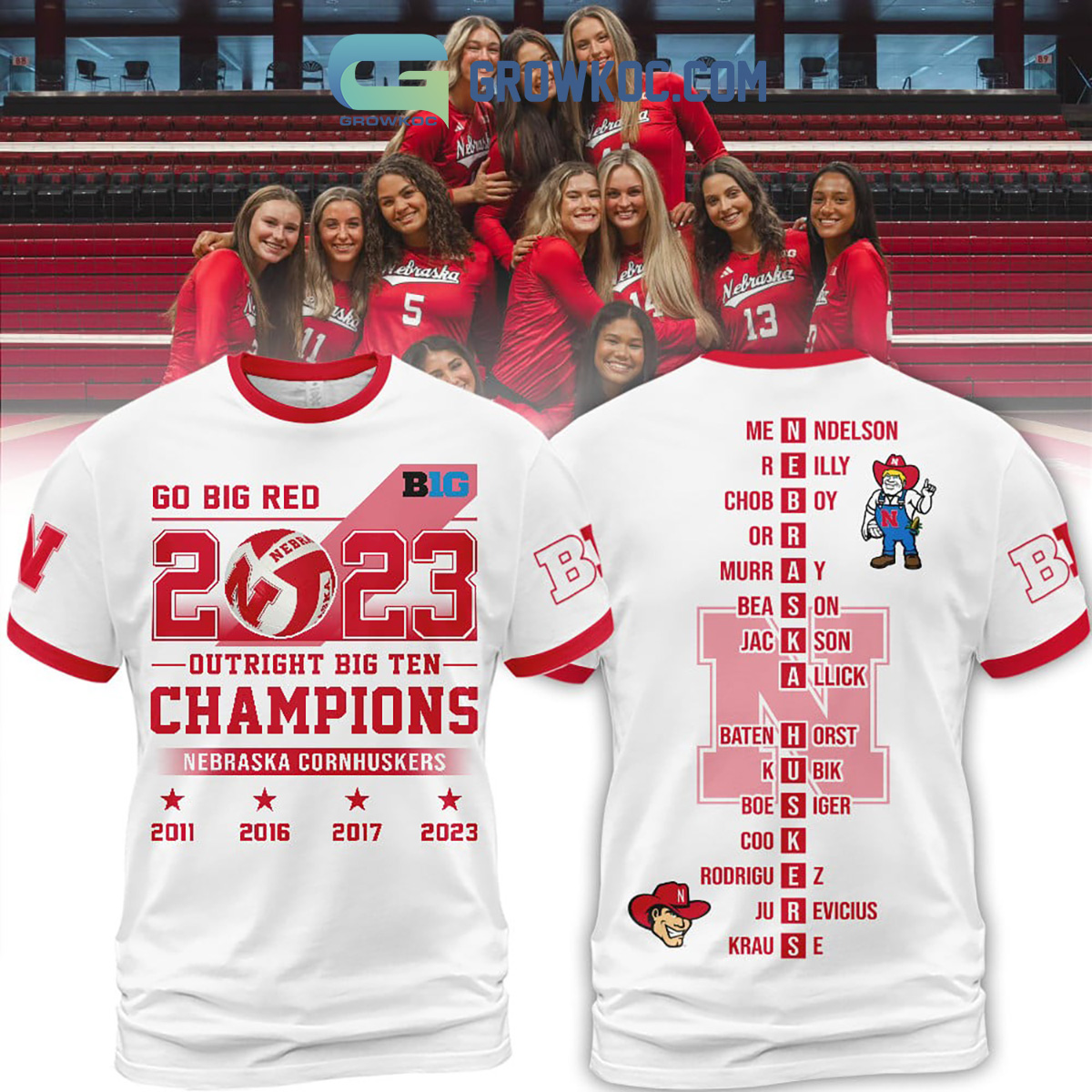 White Design Nebraska Cornhuskers Player Name Puzzle Go Big Red 2023 Outright Big Ten Champion Hoodie T Shirts