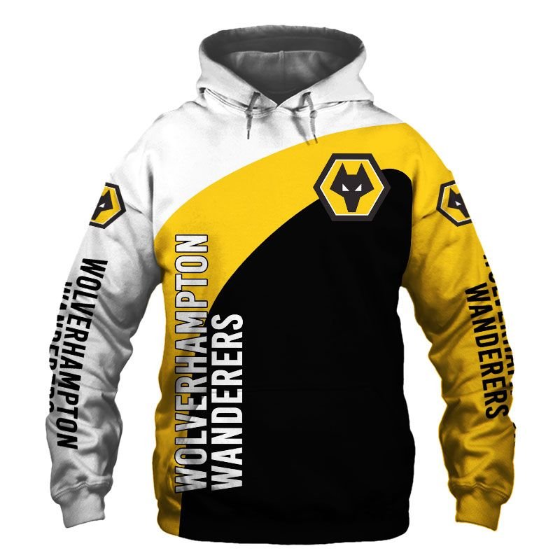 Wolverhampton Wanderers white Yellow black 3D shirt, hoodie